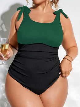 KissICON Women's Colorblock Wrap One-piece Swimsuit