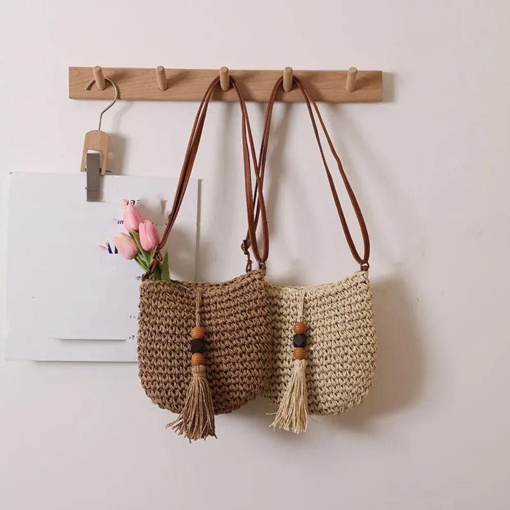 KissICON Women's Crossbody – Woven Wooden Beads