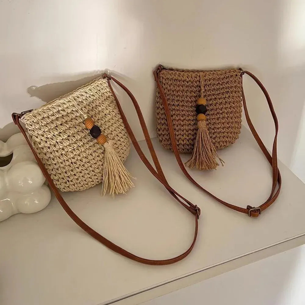 KissICON Women's Crossbody – Woven Wooden Beads