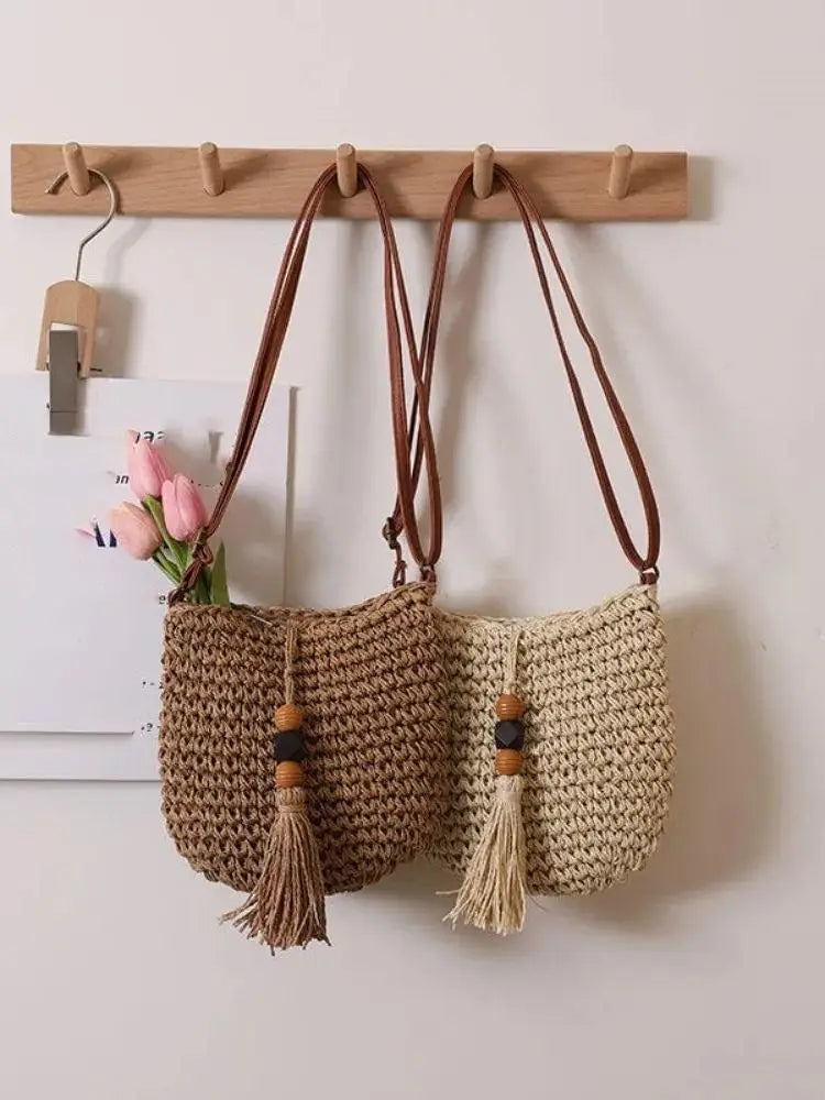 KissICON Women's Crossbody – Woven Wooden Beads