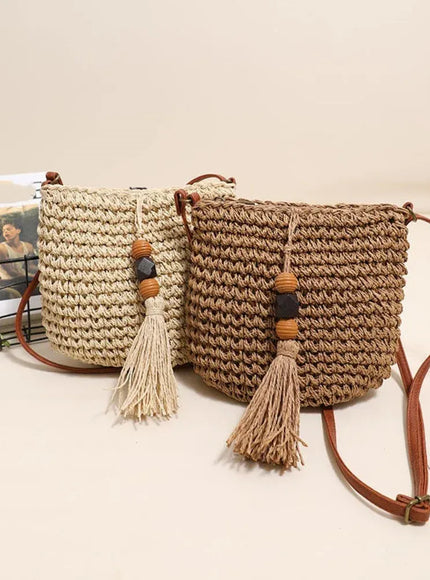 KissICON Women's Crossbody – Woven Wooden Beads