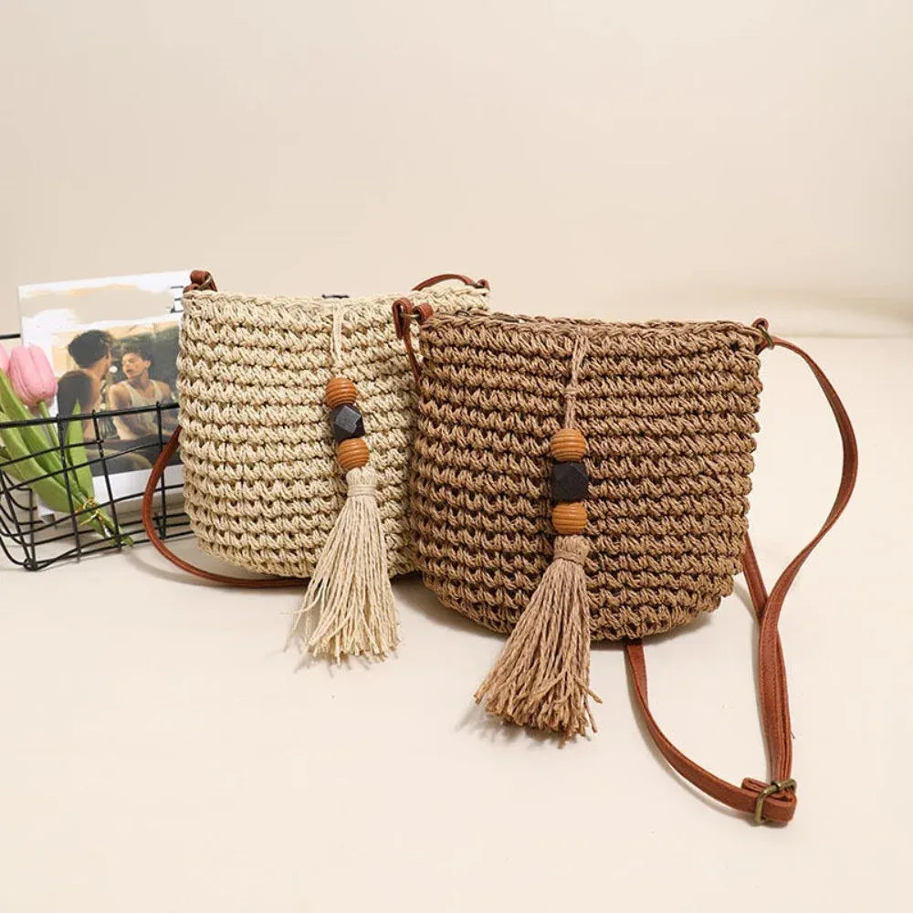KissICON Women's Crossbody – Woven Wooden Beads