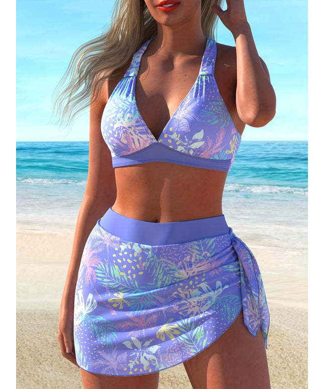 KissICON Women's Curve Bikini – Tropical Leaf Print