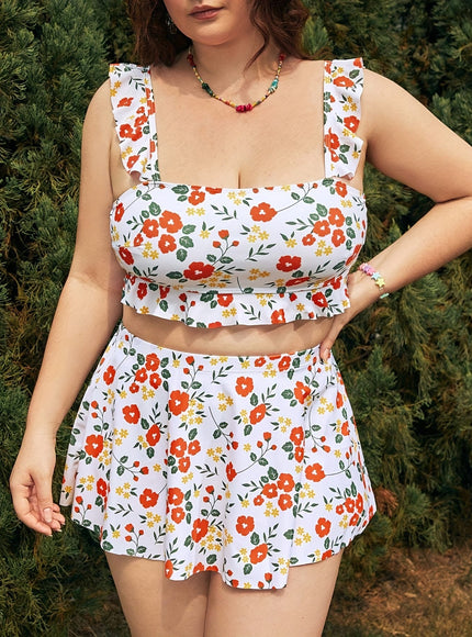 KissICON Women's Curve Floral Bikini – Ruffle Stretchy