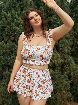 KissICON Women's Curve Floral Bikini – Ruffle Stretchy