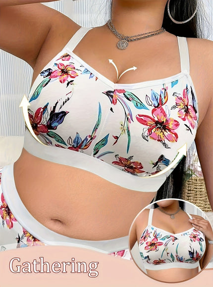 KissICON Women's Curve Floral Print Bras – No Underwire Non-padded