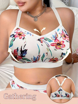 KissICON Women's Curve Floral Print Bras – No Underwire Non-padded