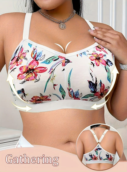 KissICON Women's Curve Floral Print Bras – No Underwire Non-padded