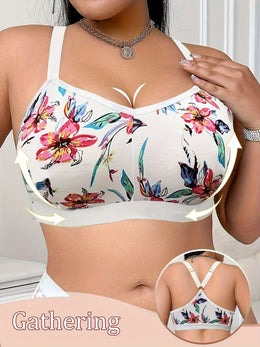 KissICON Women's Curve Floral Print Bras – No Underwire Non-padded