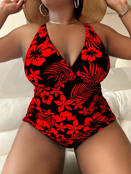 KissICON Women's Curve Floral Print Cross-back Tankini –