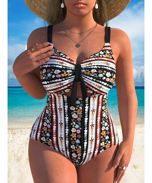 KissICON Women's Curve Floral Print One-piece Swimsuit –
