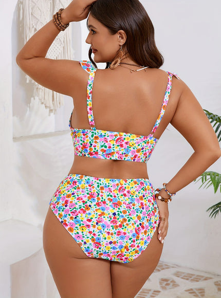KissICON Women's Curve Floral Ruffle Split Bikini –