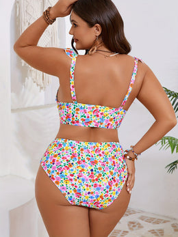 KissICON Women's Curve Floral Ruffle Split Bikini –
