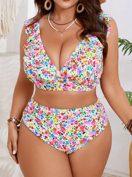 KissICON Women's Curve Floral Ruffle Split Bikini –