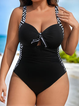 KissICON Women's Curve One-piece Swimsuit – Black White Contrast