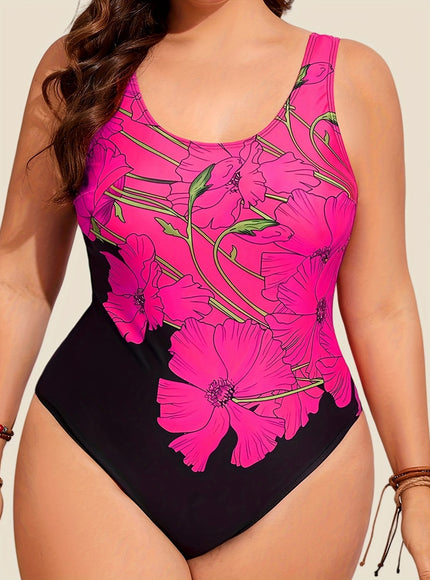 KissICON Women's Curve One-piece Swimsuit – Floral Print Elasticity