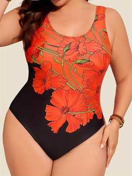 KissICON Women's Curve One-piece Swimsuit – Floral Print Elasticity