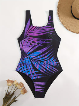 KissICON Women's Curve One-piece Swimsuit – Tropical Leaf Print