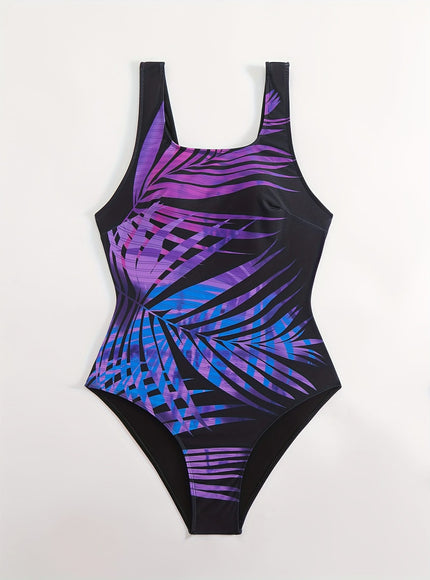 KissICON Women's Curve One-piece Swimsuit – Tropical Leaf Print