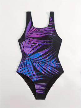 KissICON Women's Curve One-piece Swimsuit – Tropical Leaf Print