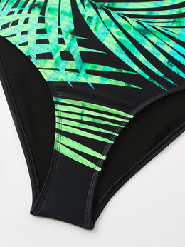 KissICON Women's Curve One-piece Swimsuit – Tropical Leaf Print
