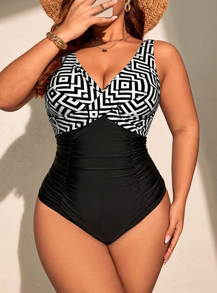 KissICON Women's Curve Plaid Print One-piece Swimsuit