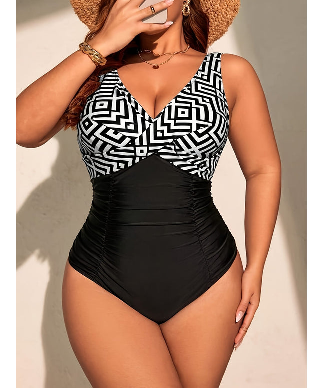 KissICON Women's Curve Plaid Print One-piece Swimsuit