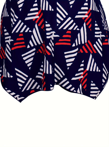 KissICON Women's Curve Tankini – Mature Geometric Pattern