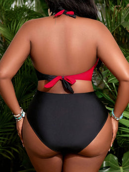 KissICON Women's Curve Two-piece Bikini – Crisscross Detail Red