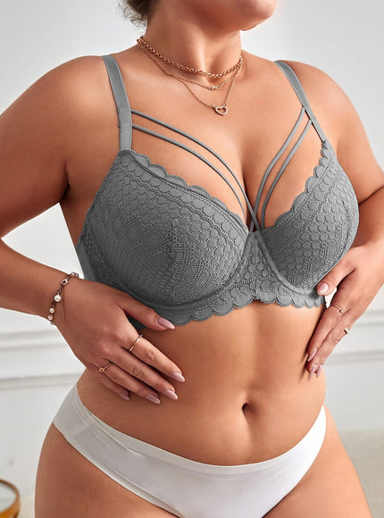 KissICON Women's Curve Underwire Push-up Bra – Lace Trim Adjustable
