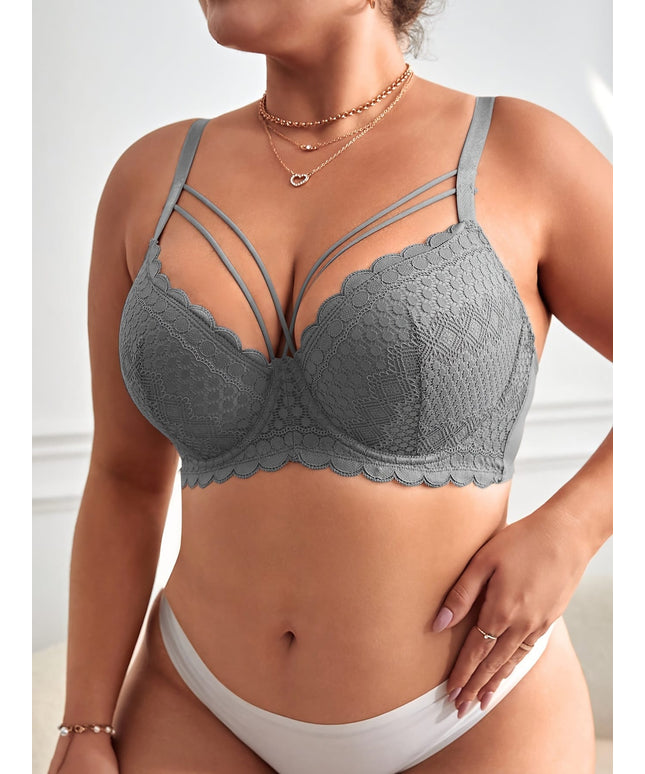 KissICON Women's Curve Underwire Push-up Bra – Lace Trim Adjustable