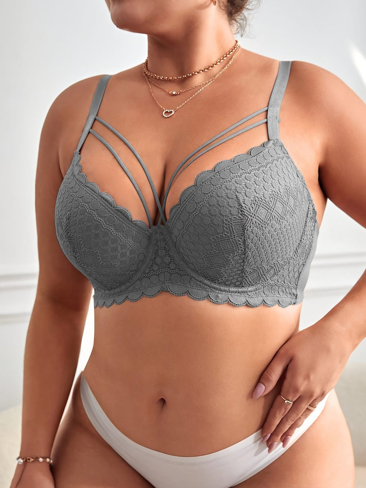 KissICON Women's Curve Underwire Push-up Bra – Lace Trim Adjustable