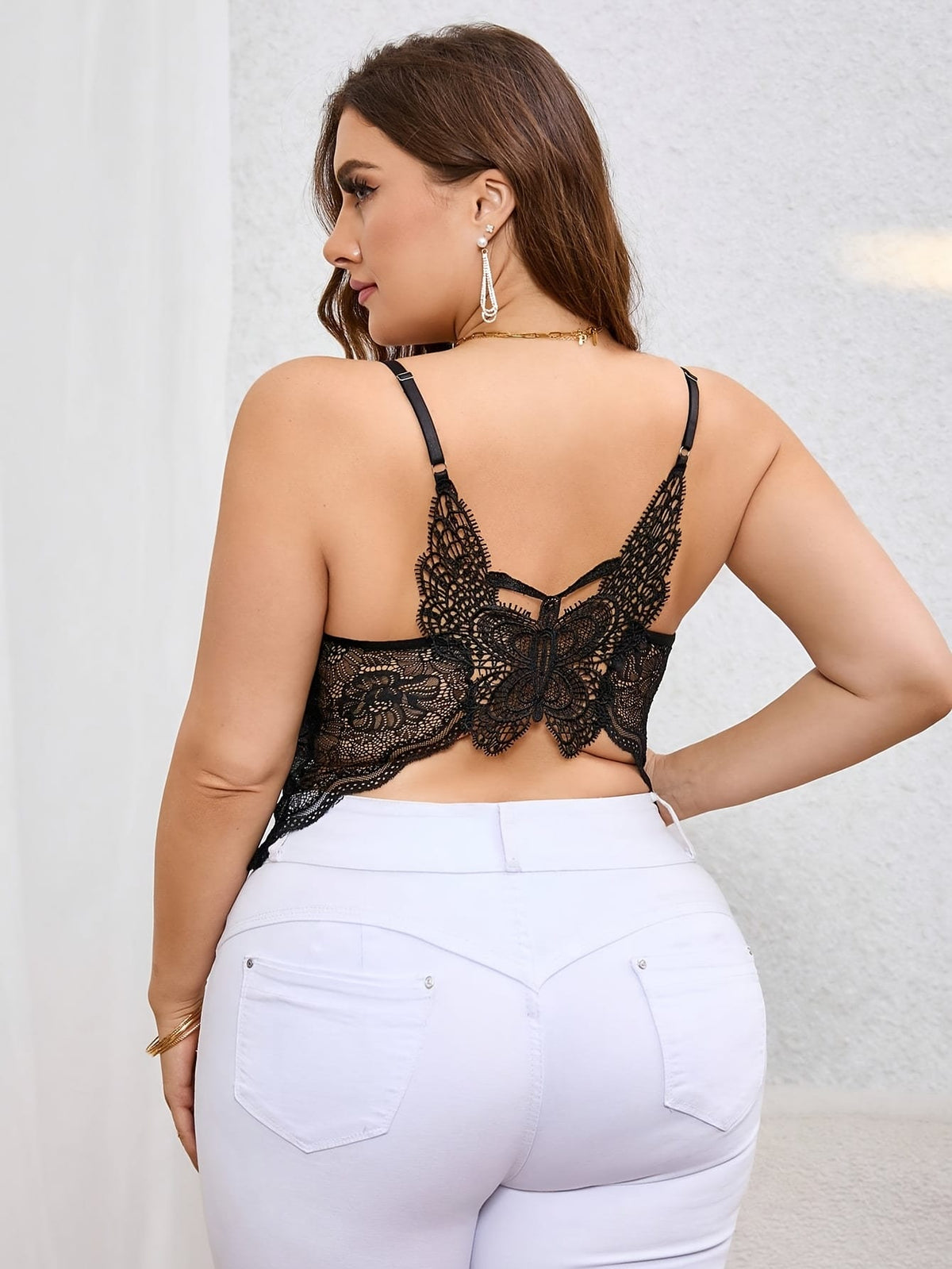 KissICON Women's Elegant Black Lace Trim Semi-Sheer Square Neck