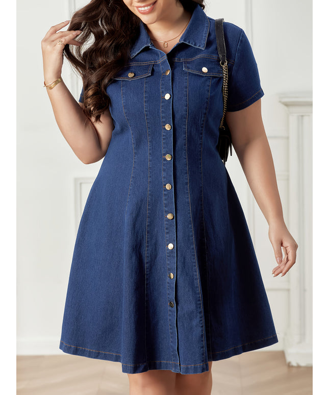 jkthpu-45 Women'S Elegant Button-Front Dress - Classic Collar, Structured Fit, All-Season Everyday & Formal Outfits - Office, Party, Casual Outings - Women'S Clothing, Versatile Outfit, Medium Stretch Fabric, Office Attire, Durable Material, Stylish Ladies, Jeans D