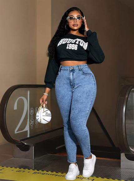 jkthpu-45 Women'S Elegant Slim-Fit Stretch Denim Jeans - High