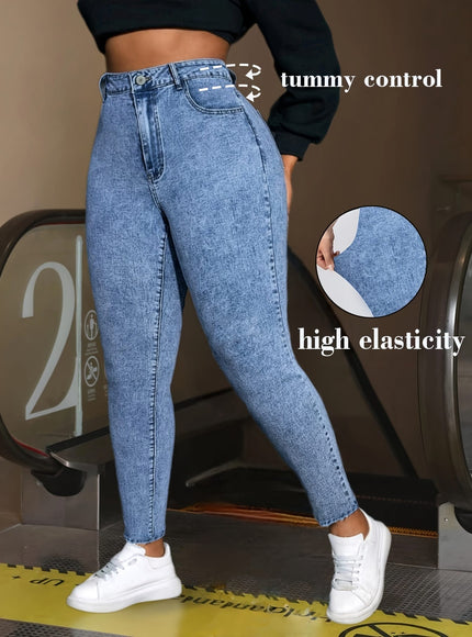 jkthpu-45 Women'S Elegant Slim-Fit Stretch Denim Jeans - High