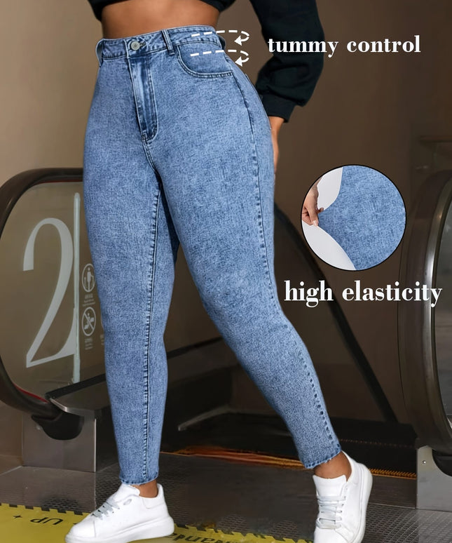 jkthpu-45 Women'S Elegant Slim-Fit Stretch Denim Jeans - High