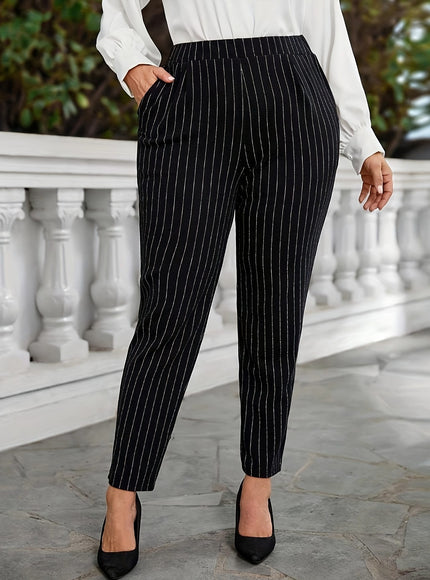 jkthpu-45 Women's Elegant Tapered Pants with Side Pockets -