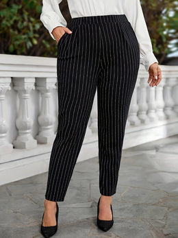 jkthpu-45 Women's Elegant Tapered Pants with Side Pockets -