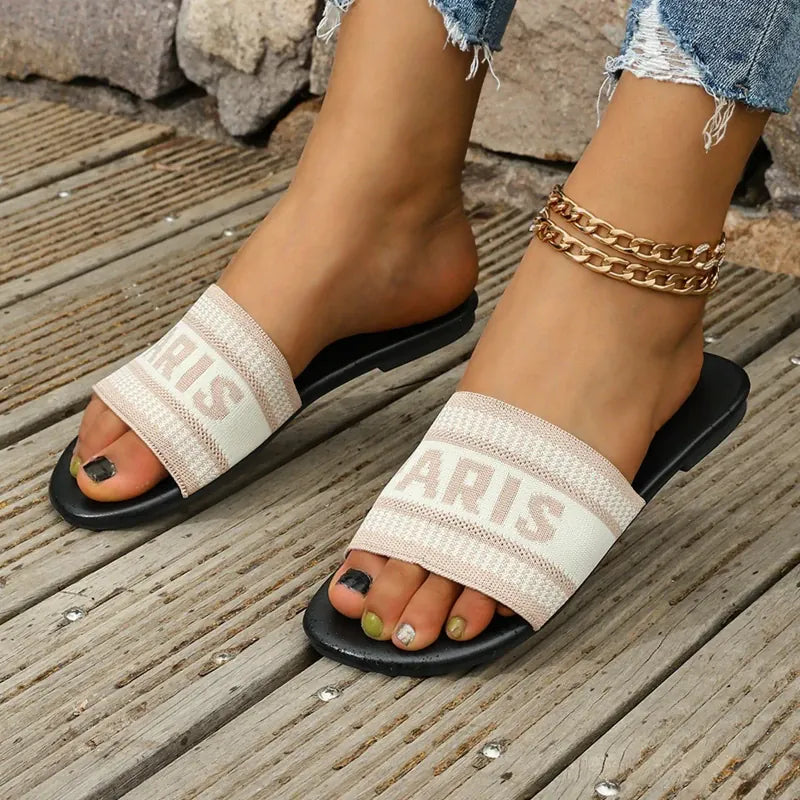KissICON Footwear Women's Embroidered Slip-On Flat Sandals | Casual Summer Footwear