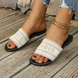 KissICON Footwear Women's Embroidered Slip-On Flat Sandals | Casual Summer Footwear