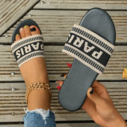 KissICON Footwear Women's Embroidered Slip-On Flat Sandals | Casual Summer Footwear