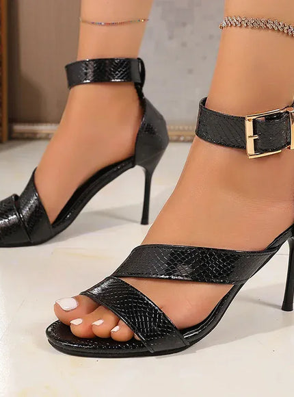 KissICON Women's Fashion Gold Super High Heel Sandals Pu