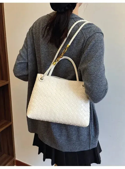 KissICON Women's Fashionable Elegant Woven Texture Shoulder Crossbody