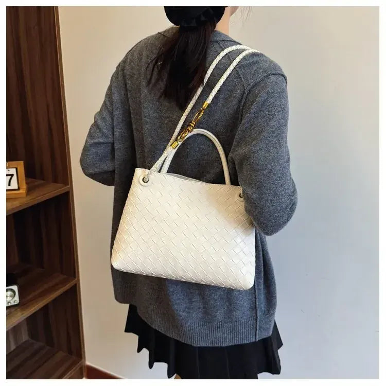 KissICON Women's Fashionable Elegant Woven Texture Shoulder Crossbody