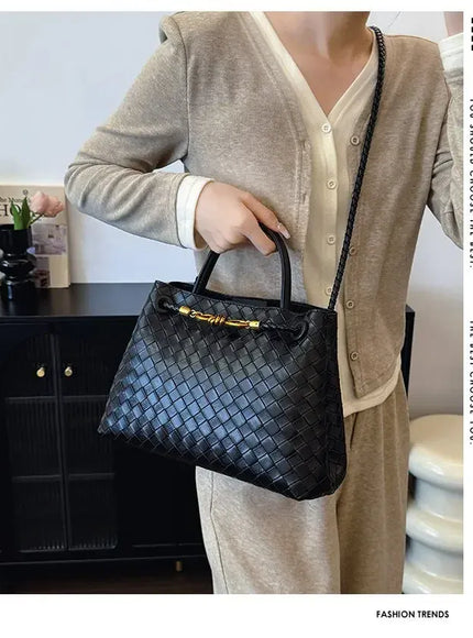 KissICON Women's Fashionable Elegant Woven Texture Shoulder Crossbody