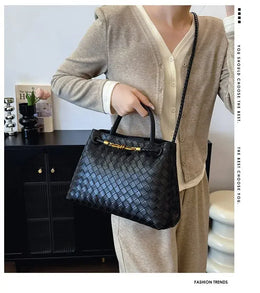 KissICON Women's Fashionable Elegant Woven Texture Shoulder Crossbody