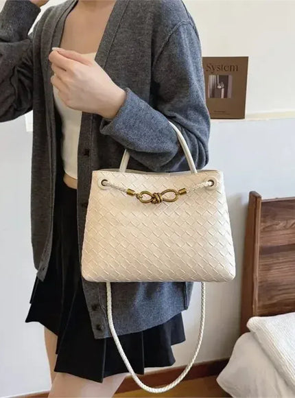 KissICON Women's Fashionable Elegant Woven Texture Shoulder Crossbody
