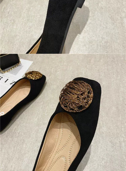 KissICON Women's Flat Shoes 2021 Spring New Square Toe
