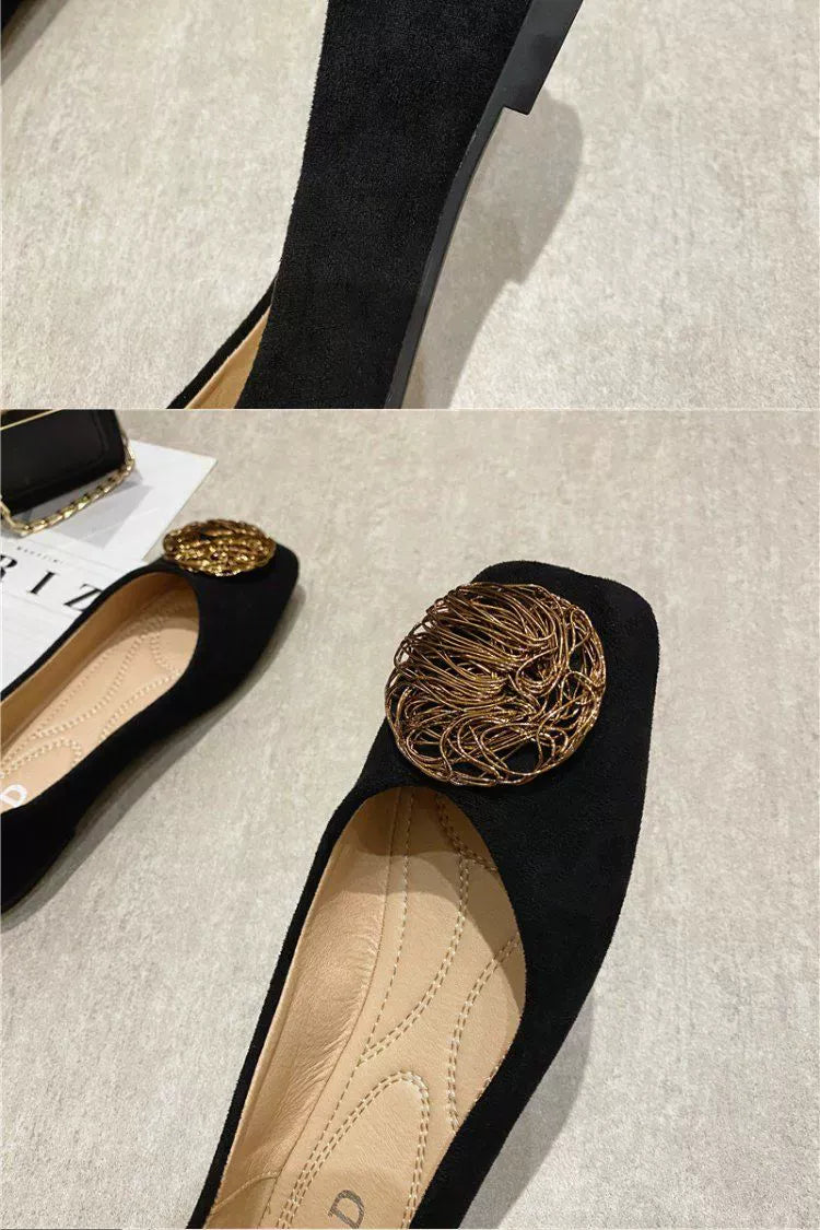 KissICON Women's Flat Shoes 2021 Spring New Square Toe